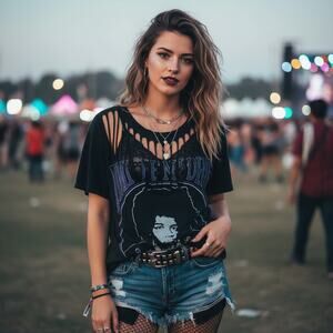 Rockin Artwork Hendrix Remade Slashed Tee – Oversized Small